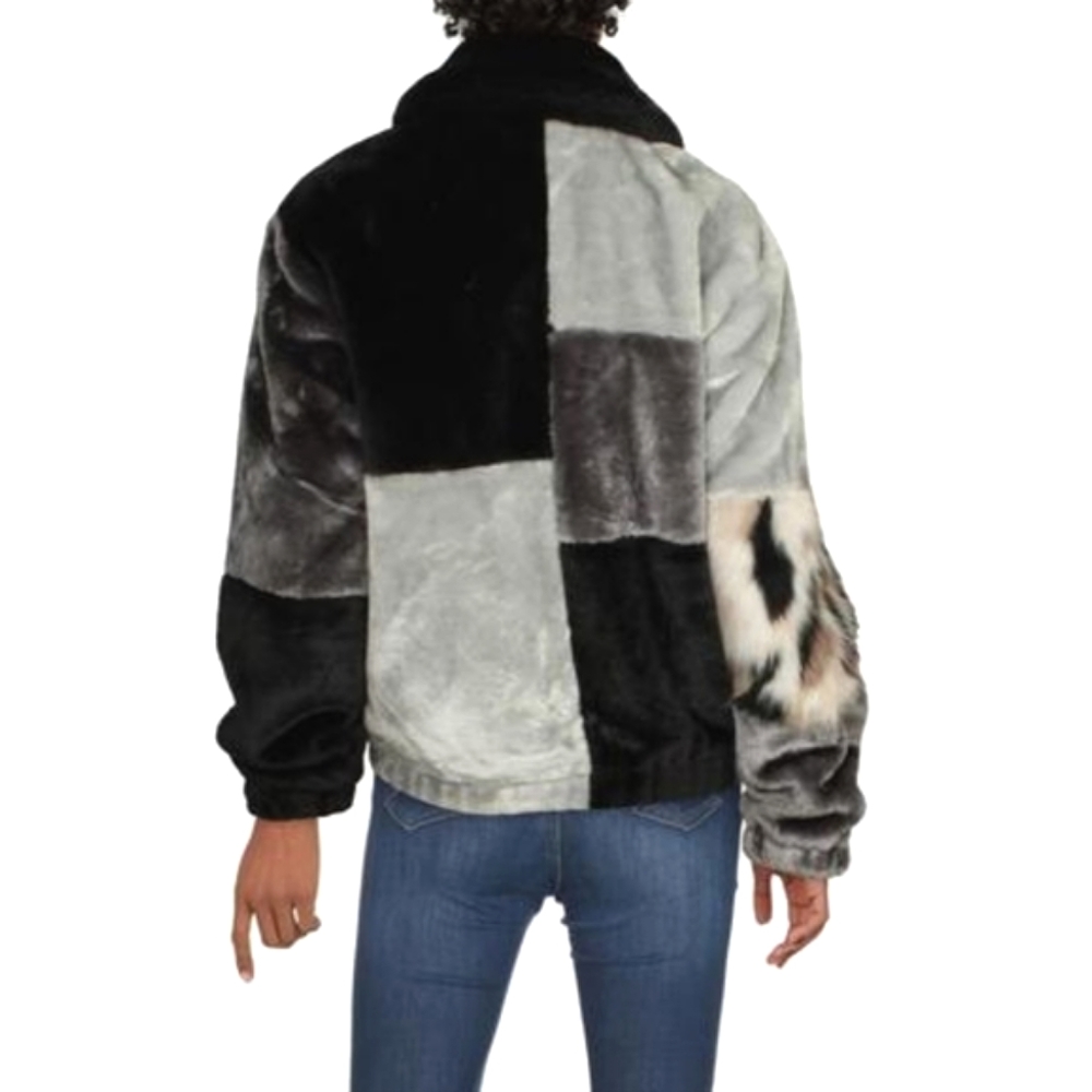UO Blocked Faux Fur Jacket Bomber Jacket - Picture 13 of 15